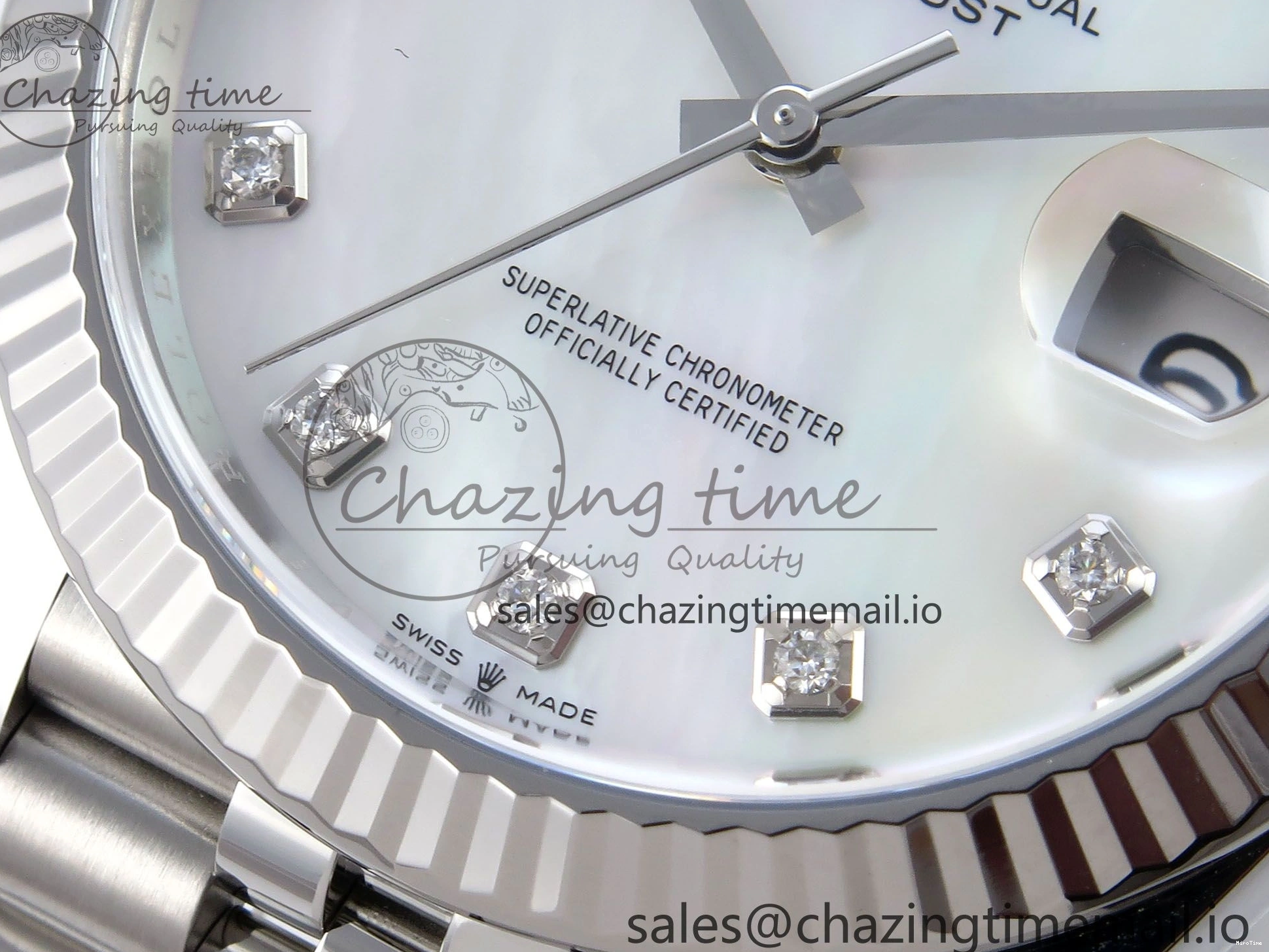 MiroTime 1230 Datejust 126334 41mm SS Clean 1:1 Best Edition White Pearl Moissanite Dial on SS Jubilee Bracelet VR Modern 898